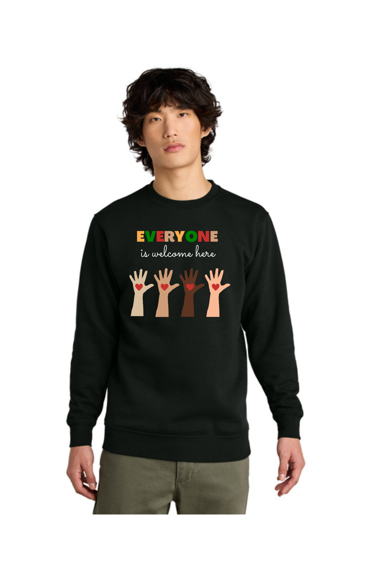 ADULT Crewneck Sweatshirt (Black) - Everyone is Welcome Here