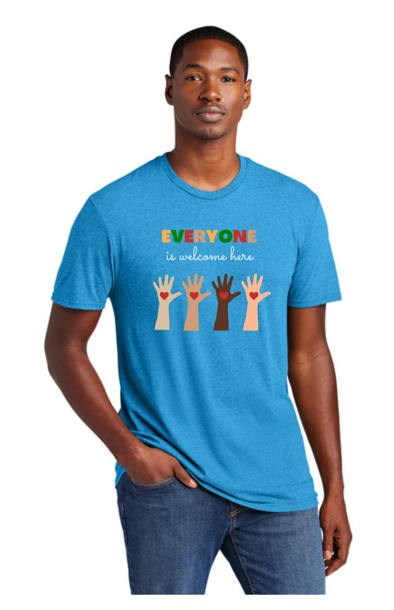 ADULT Short Sleeve Shirt (Heathered Bright Turquoise) - Everyone