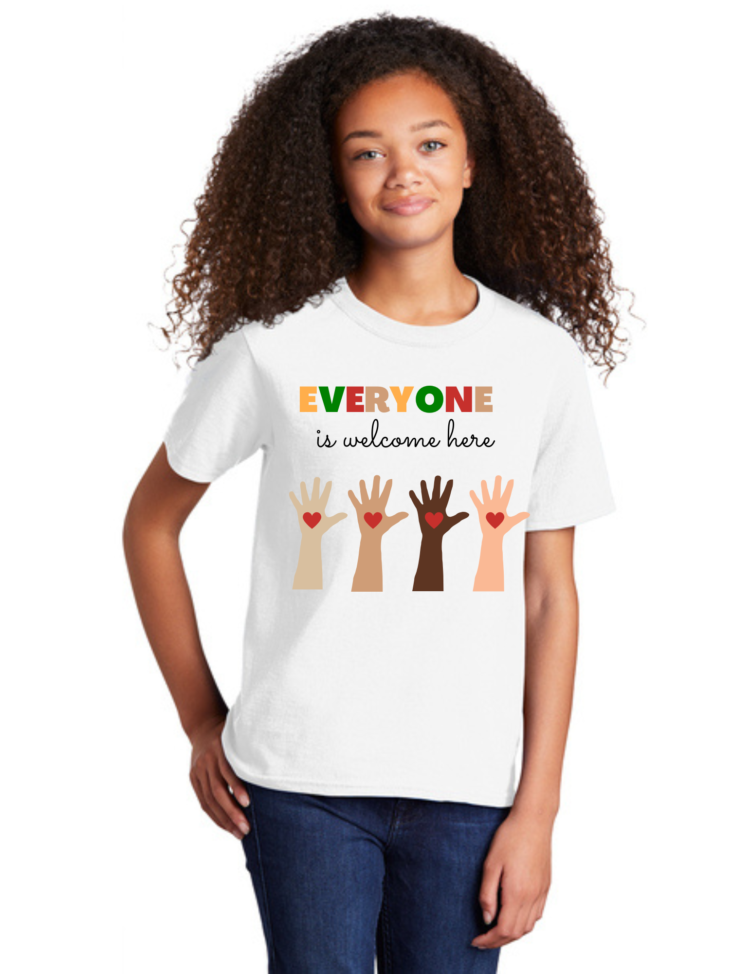 YOUTH Short Sleeve Shirt (White) - Everyone is Welcome Here 