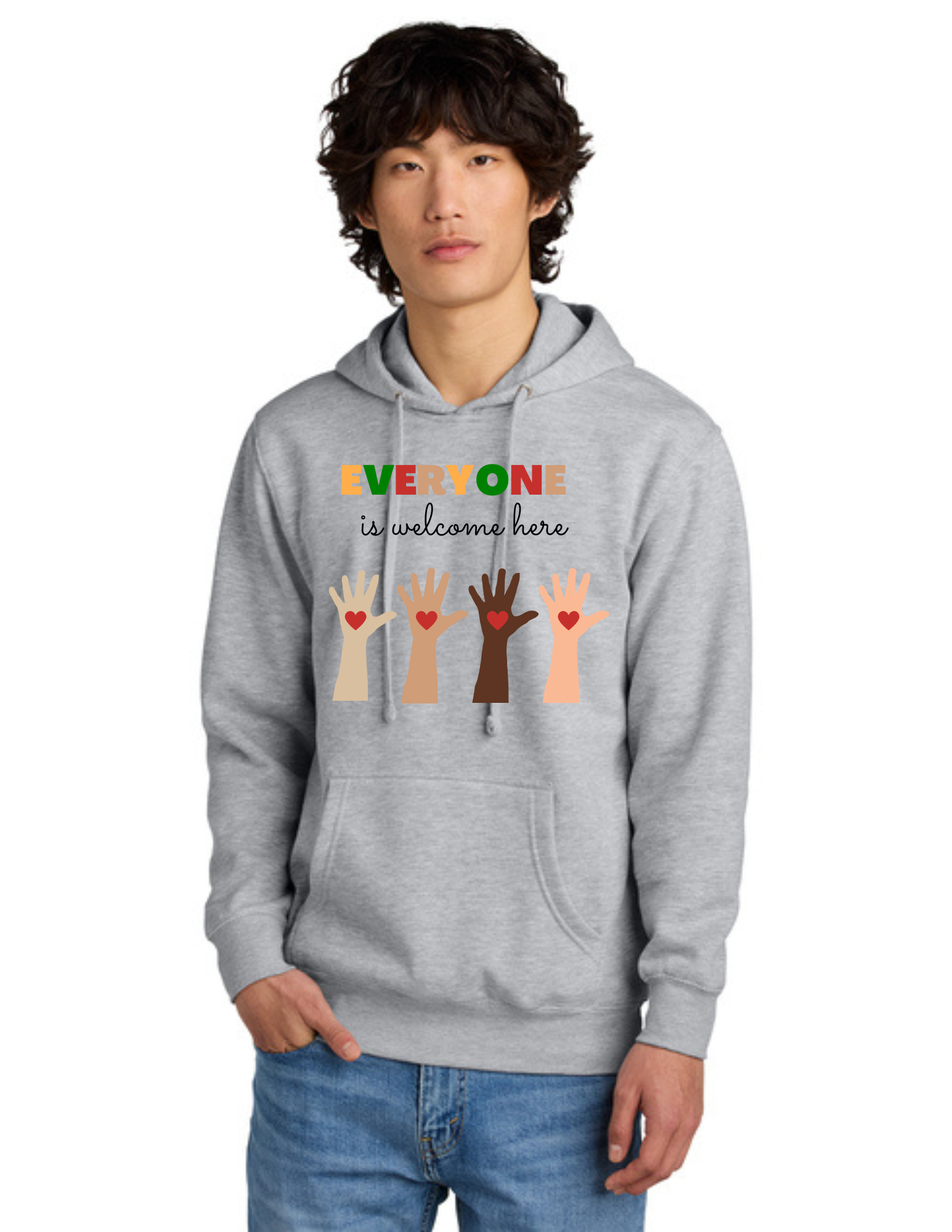 ADULT Hoodie (Light Heather Grey) - Everyone is Welcome Here