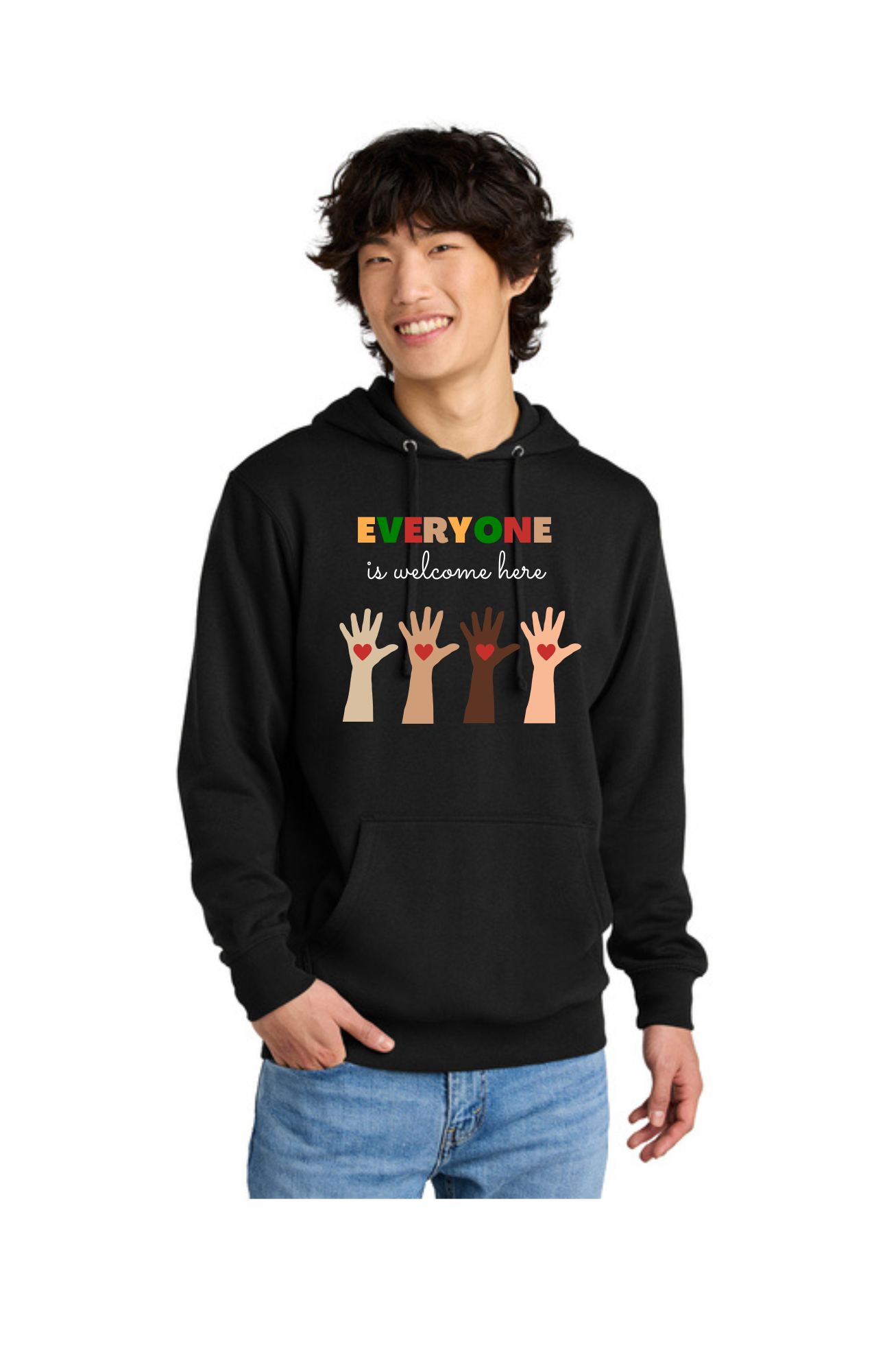 ADULT Hoodie (Black) - Everyone is Welcome Here