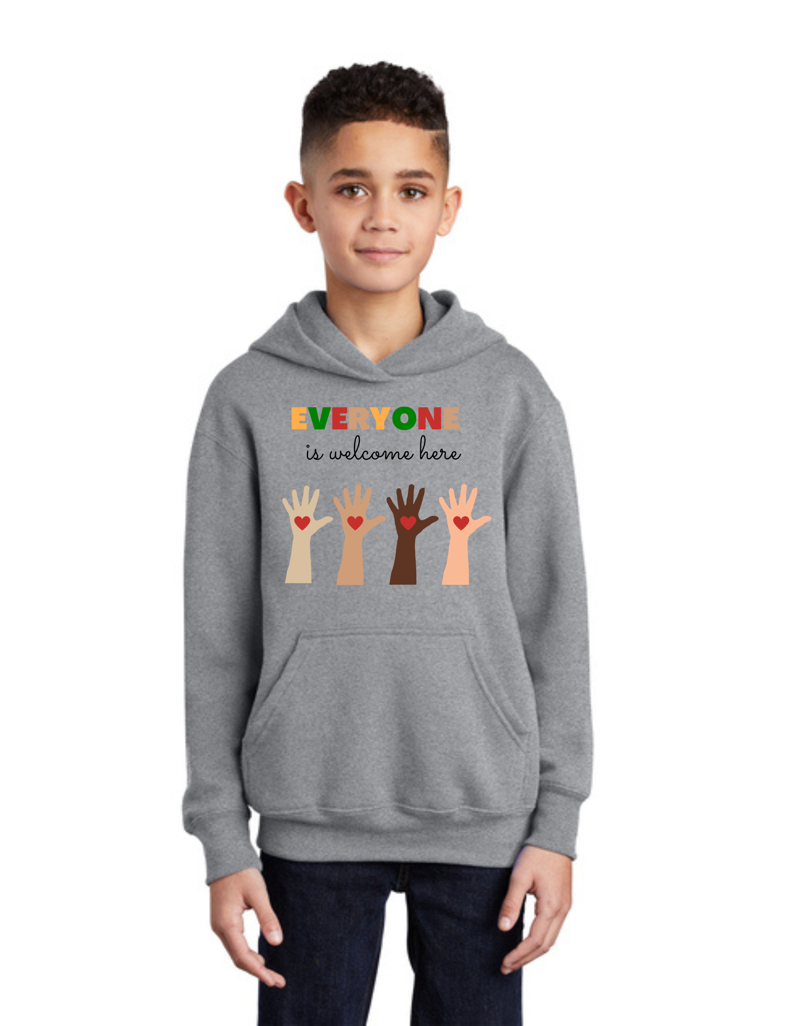 YOUTH Hoodie (Athletic Heather) - Everyone is Welcome Here