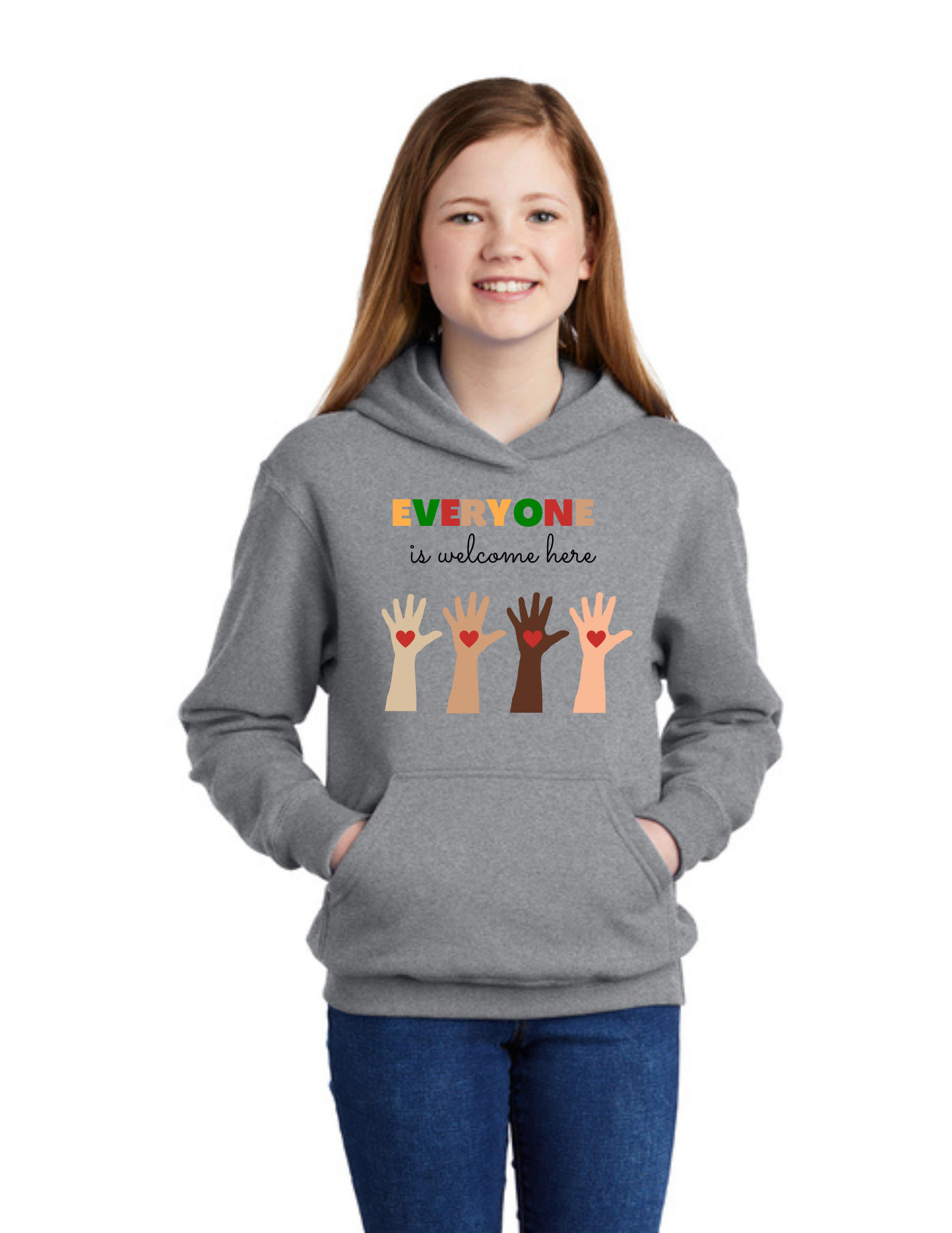 YOUTH Hoodie (Athletic Heather) - Everyone is Welcome Here