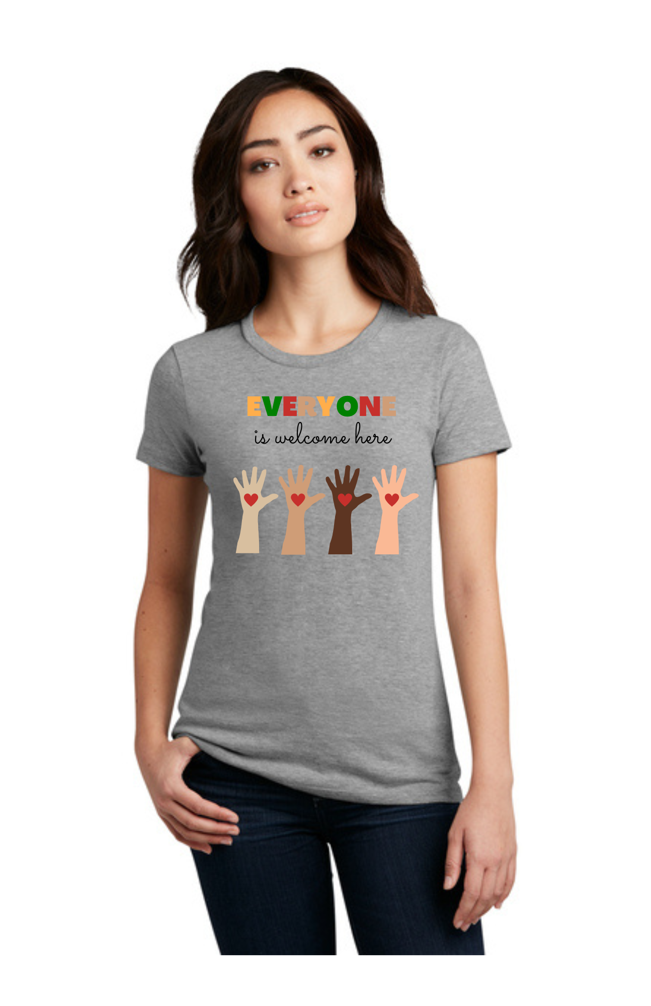 WOMEN'S Shirt (Heathered Steel) - Everyone Is Welcome Here