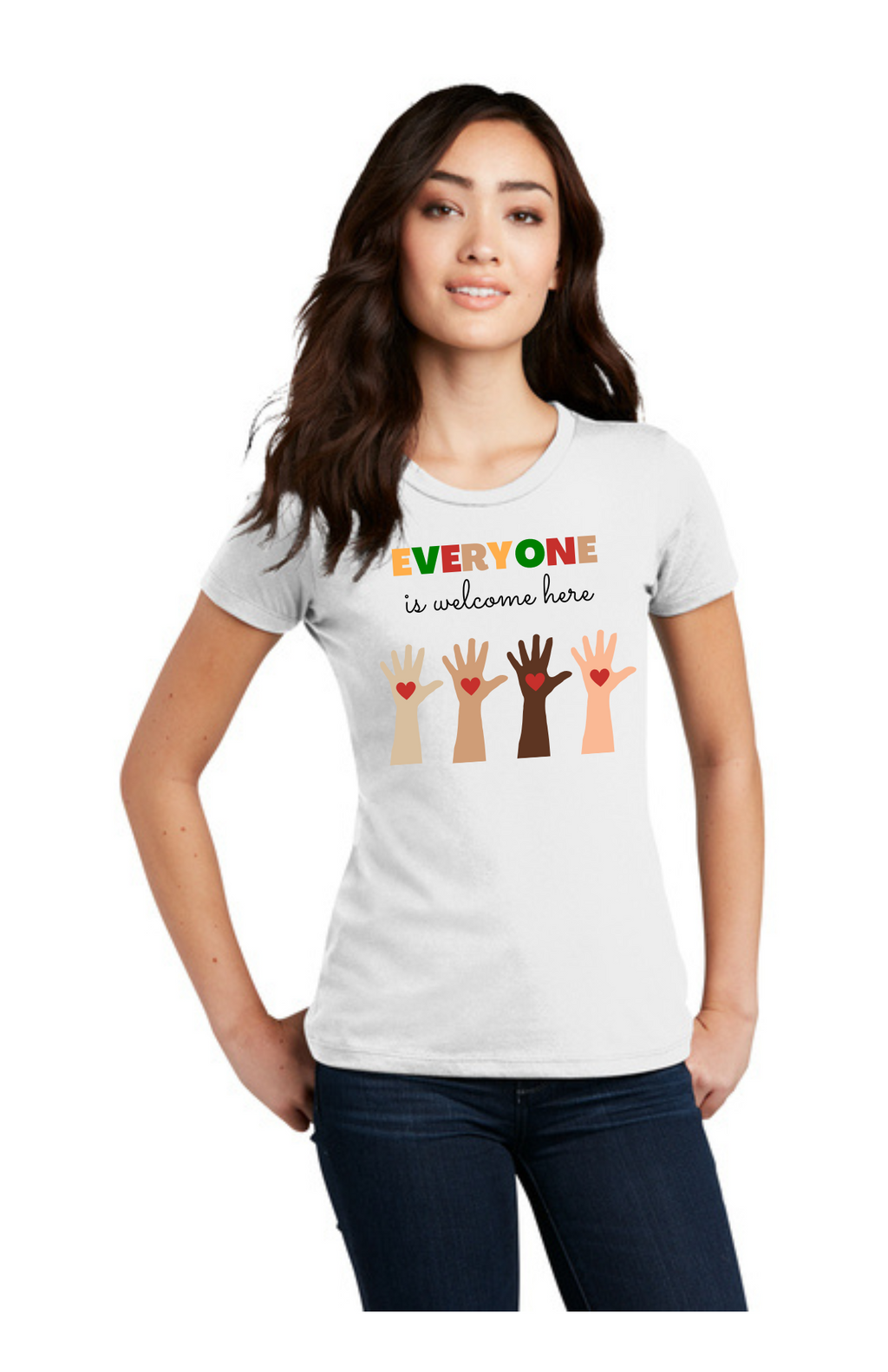 WOMEN'S Shirt (Bright White) - Everyone Is Welcome Here
