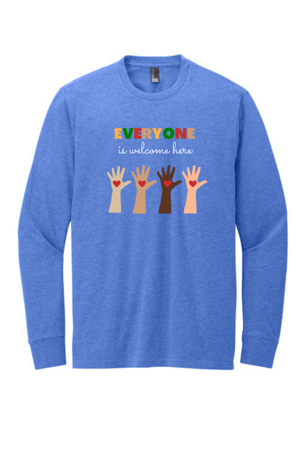 ADULT Long Sleeve Shirt (Heathered Royal) - Everyone Is Welcome Here