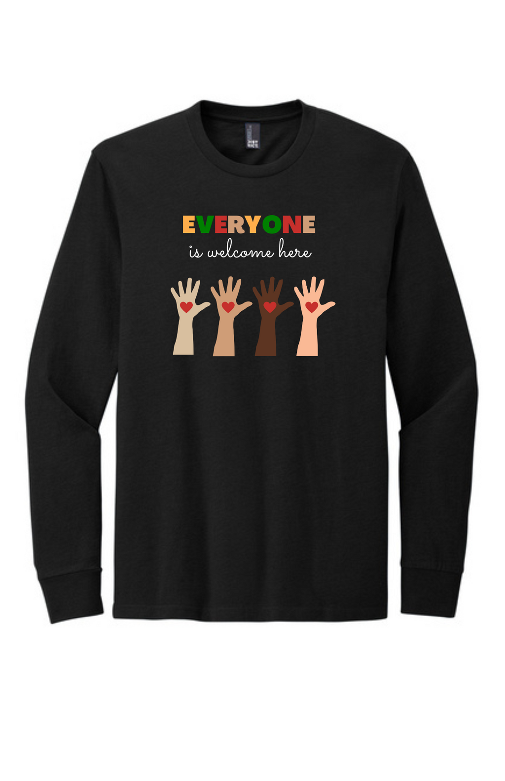 ADULT Long Sleeve Shirt (Black) - Everyone Is Welcome Here