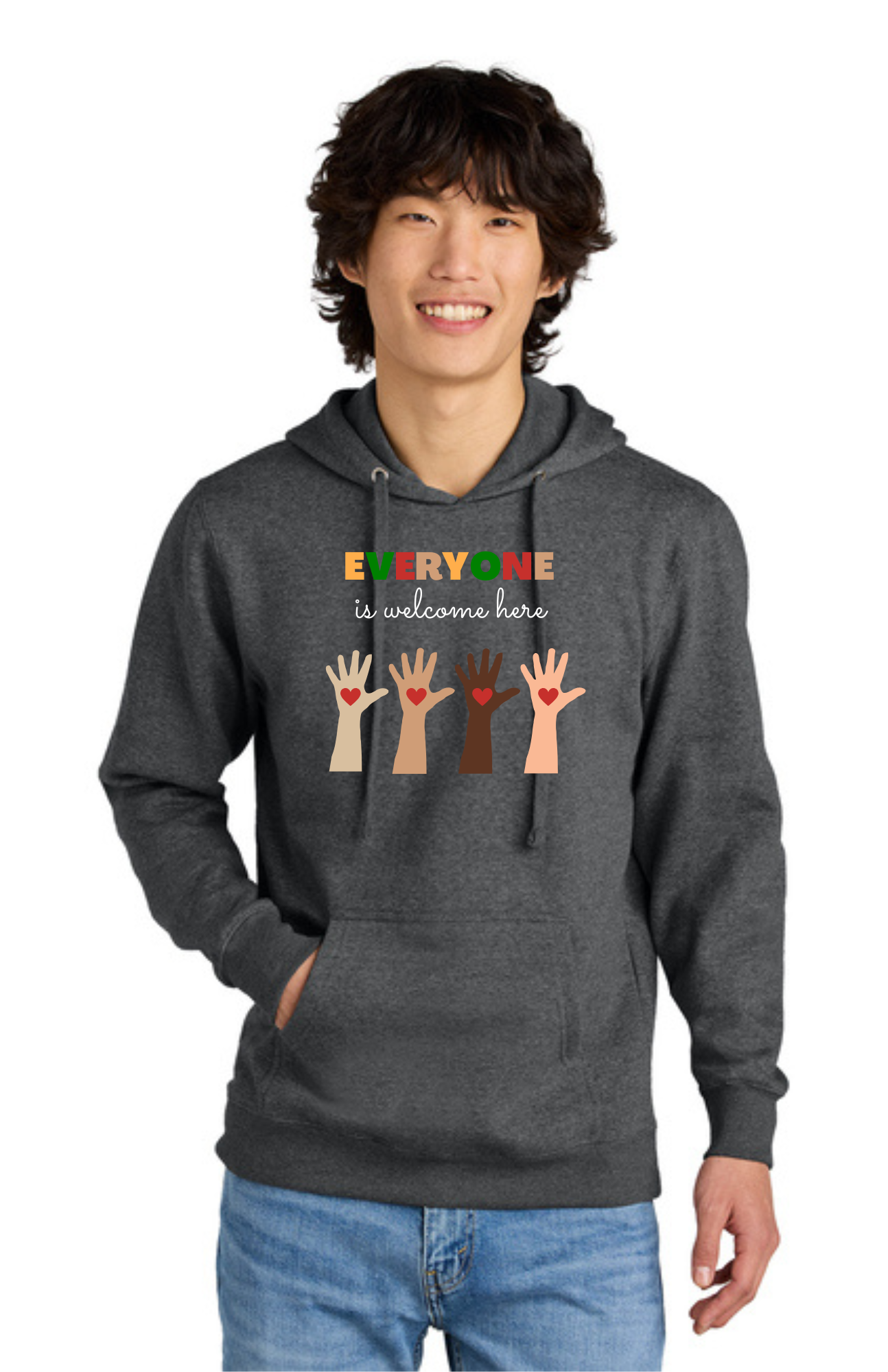 ADULT Hoodie (Heathered Charcoal) - Everyone is Welcome Here