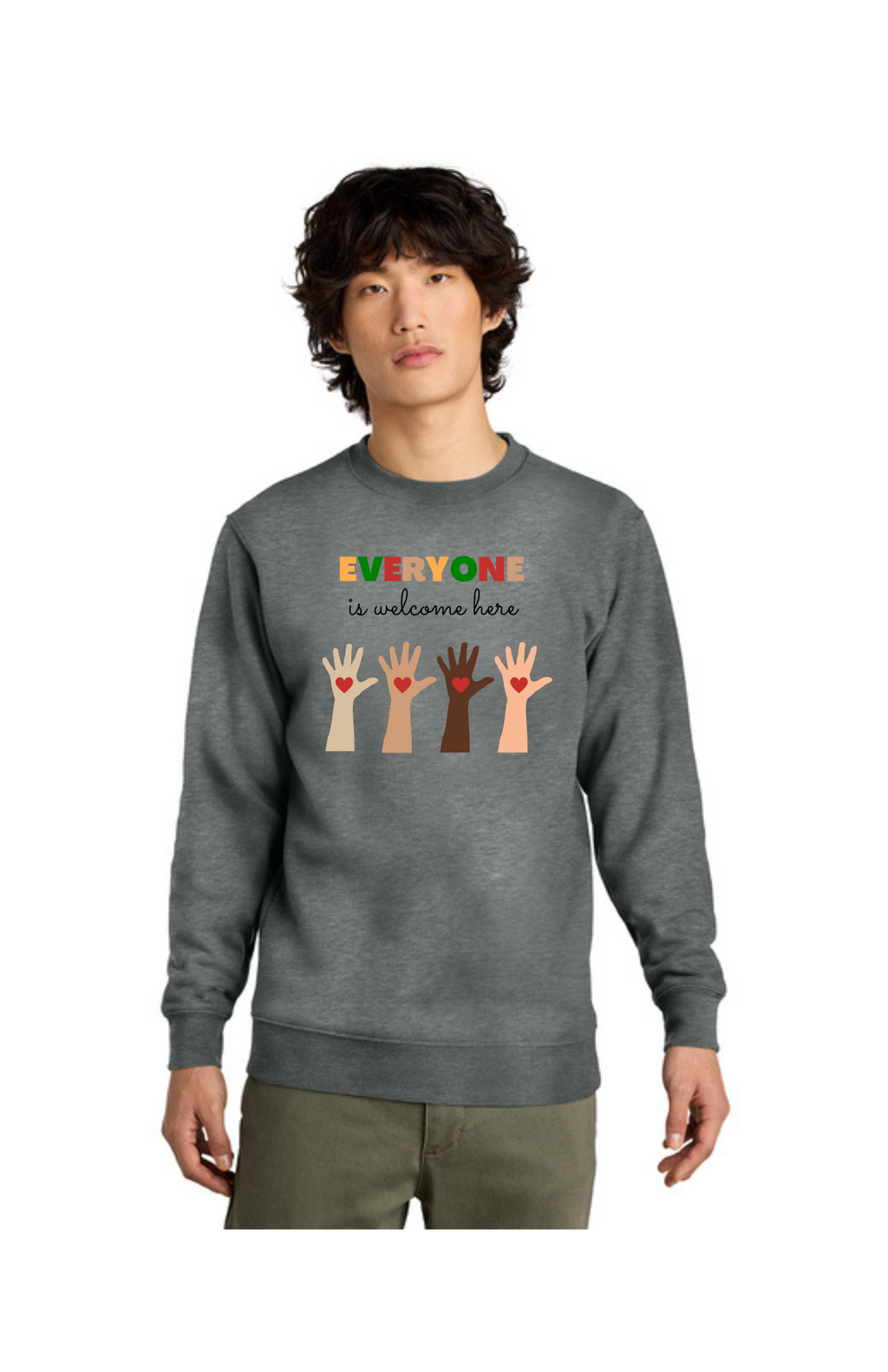 ADULT Crewneck Sweatshirt (Grey Frost) - Everyone is Welcome Here